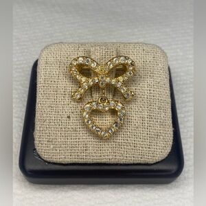 Authentic Swarovski Gold Bow and Heart Pin